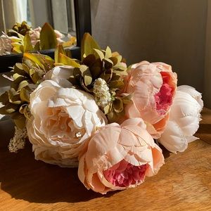 Silk, Faux Floral Arrangement - rose peonies.